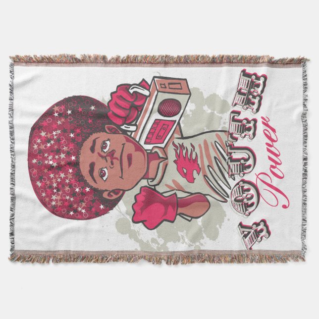 Couverture Throw Blanket – YOUTH Power Afro & Boombox Urban (Devant)