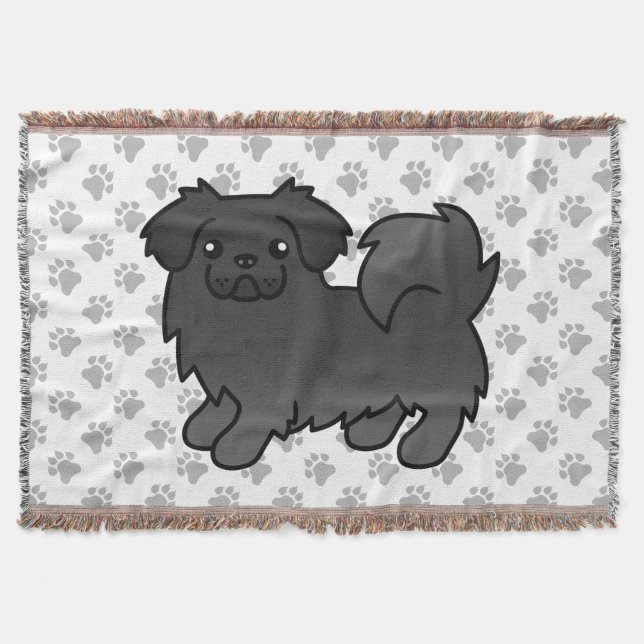 Couverture Tibétain Spaniel Noir Chien de Dessin Animé Mignon (Devant)