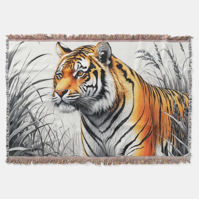 Couverture Tiger Art Color Partiel noir blanc dessin (Devant)