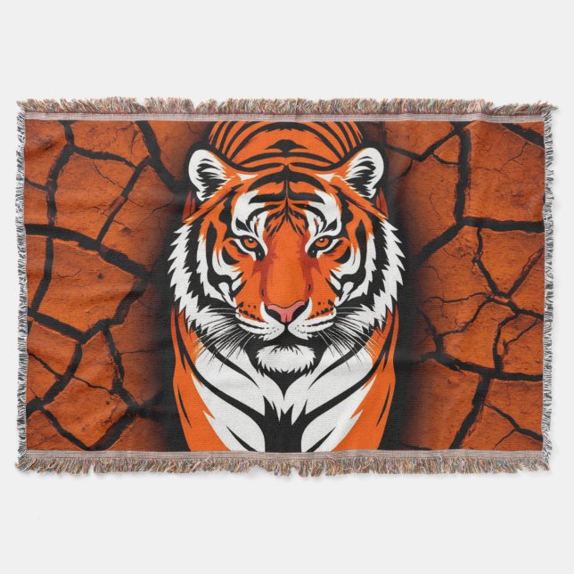Couverture Tigre Audacieux sur Fond de Terre Fendue (Devant)