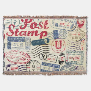 Couverture Timbres de poste rétro, collection vintage.