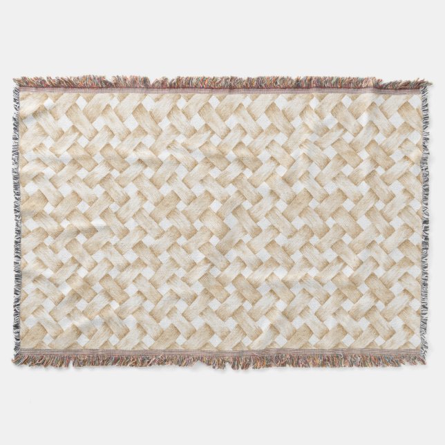 Couverture Tissage Panier Faux Blanc Crème  (Devant)