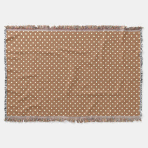 Couverture Tissé Jetez Des Points Blanches Crème Brown foncée