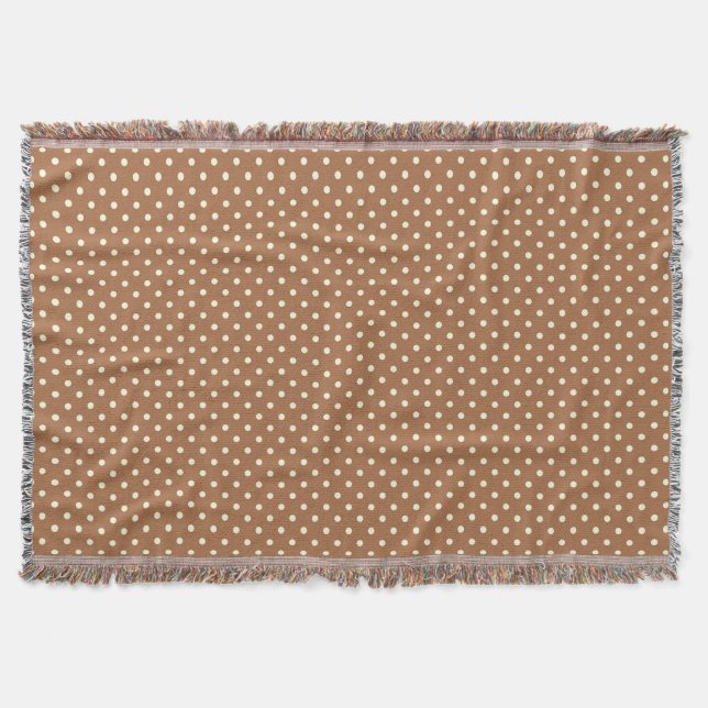 Couverture Tissé Jetez Des Points Blanches Crème Brown foncée (Devant)