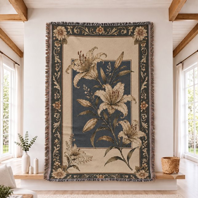 Couverture tissée à motif de fleurs de lys  (Créateur téléchargé)