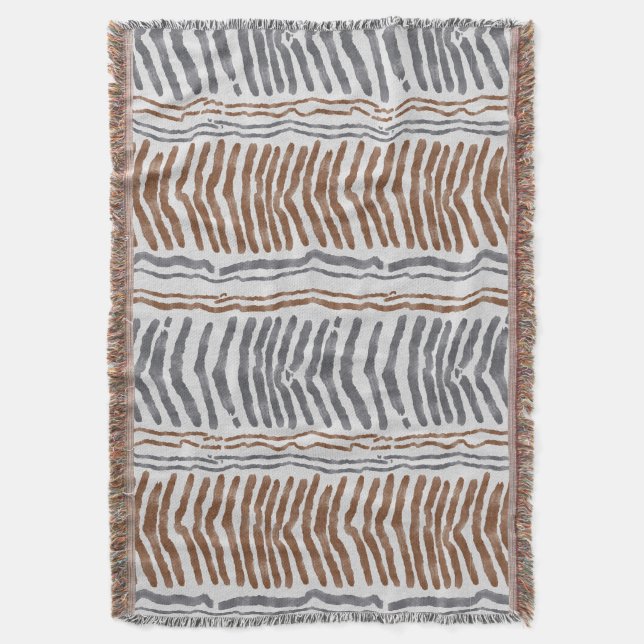Couverture tissée moderne grise marron (devant Vertical)