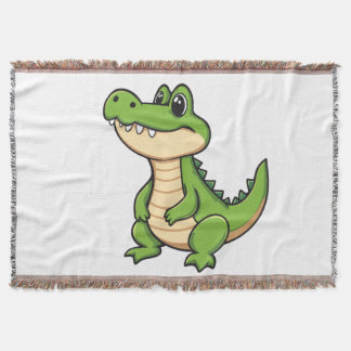 Couverture Tissée Petit Crocodile Kawaii