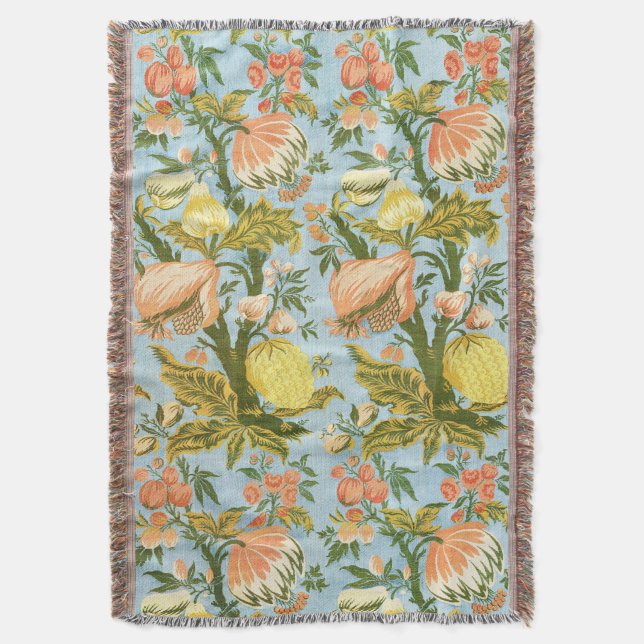 Couverture Tissu damassé classique baroque floral fruitier (devant Vertical)