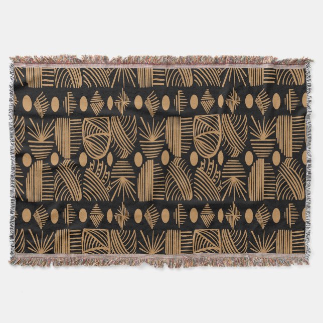 Couverture Tissu de moisissure tribale des Caraïbes : Noir, O (Devant)