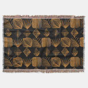 Couverture Tissu Tribal des Caraïbes : Noir, Or