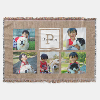 Couverture Toile de jute-Regard décoré d'un monogramme fait