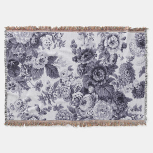 Couverture Toile floral vintage noir et blanc de ton de mûre