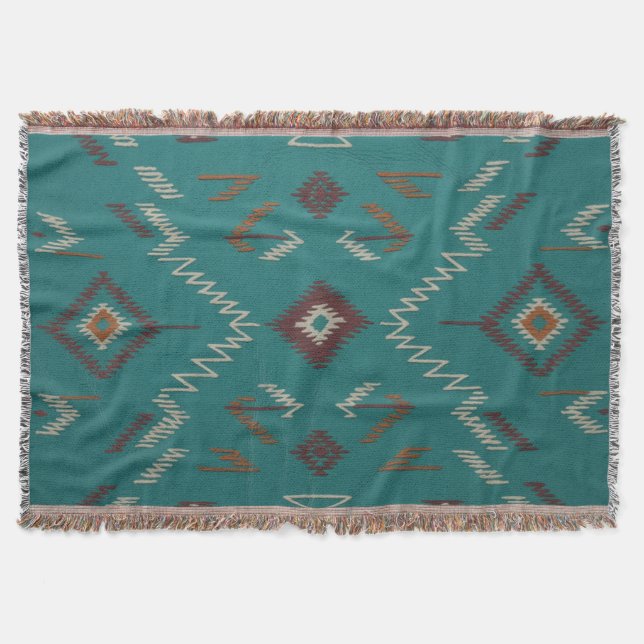 Couverture Tonalité turquoise géométrique Navajo Sud-Ouest (Devant)