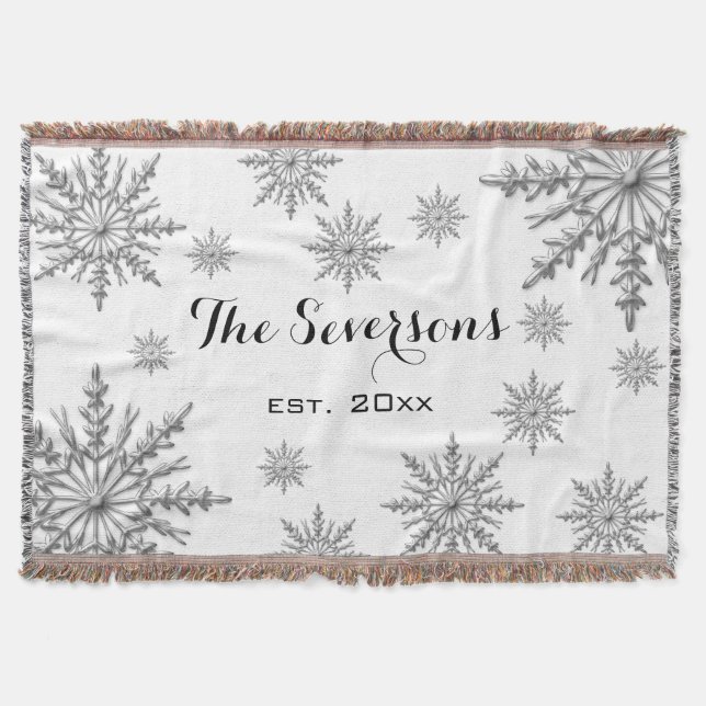 Couverture Tone d'hiver Silver Flakes sur blanc (Devant)