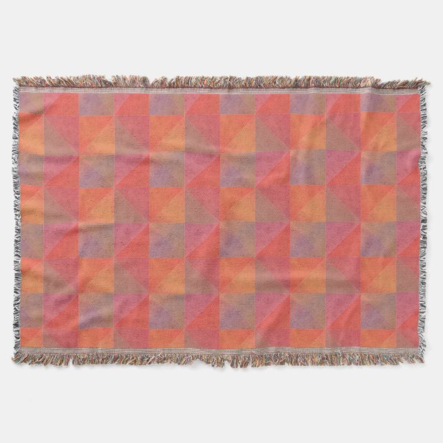 Couverture Tons Chauds Orange Rose Rouge Jaune Art Moderne (Devant)