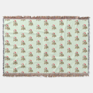Couverture Tortue de Noël à l'aquarelle Chapeau de Père Noël