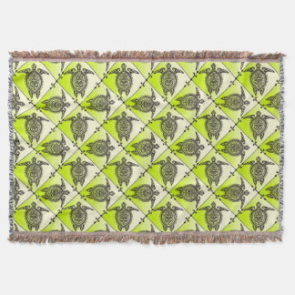 Couverture Tortues de mer chamanique Motif - vert vertical