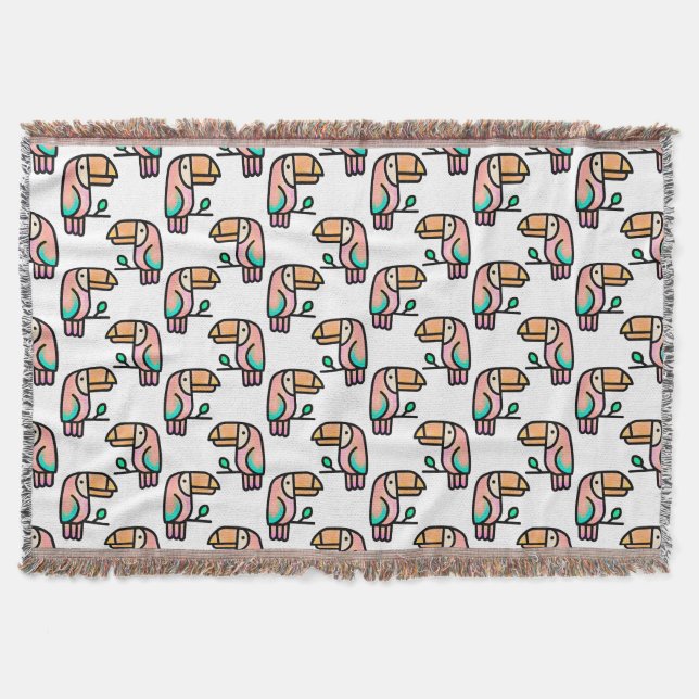 Couverture toucan oiseau de la jungle pastel arc-en-ciel moti (Devant)