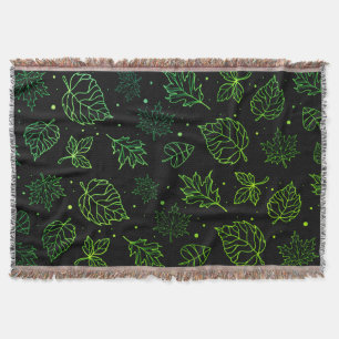 Couverture Touche d'Elegance Feuilles verts sur le noir