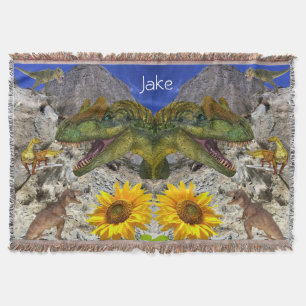 Couverture Tournesol Floral Dinosaure Lève Blanche
