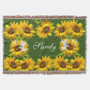 Couverture Tournesol Floral Dove Jetée Blanket