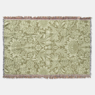 Couverture Tournesol William Morris Vintage Olive Damask