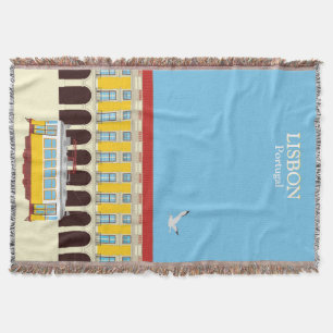 Couverture tramway jaune de Lisbonne bois de style vintage