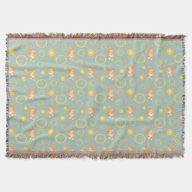 Couverture tranche de citron et motif de chat (Devant)
