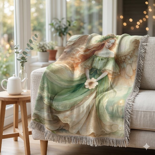 Couverture Trèfle Sérénité Ange (Clover Serenity Angel Throw Blanket)