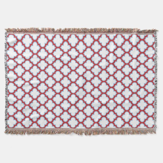 Couverture Trellis blanc et rouge, treillis, Quatrefoil (Devant)