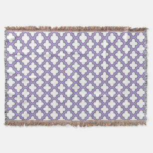 Couverture Trellis blanc et violet, treillis, Quatrefoil