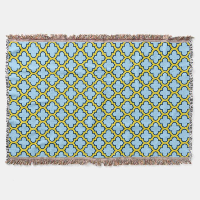 Couverture Trellis bleu et jaune, treillis, Quatrefoil (Devant)