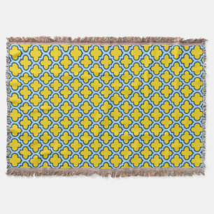 Couverture Trellis jaune et bleu bébé, treillis, Quatrefoil