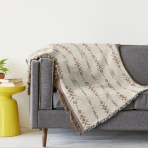 Couverture Tribal Aztec Beige Earth Tons géométriques