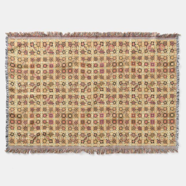 Couverture Tribal Batik - chocolat et chameau tan (Devant)
