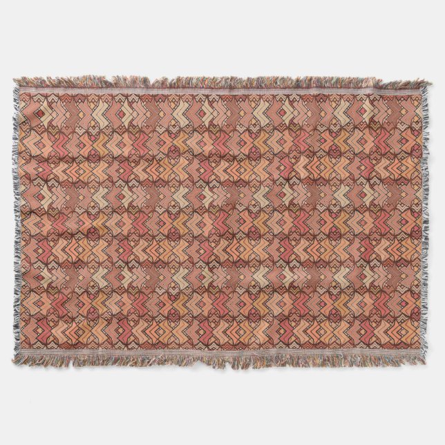 Couverture Tribal Batik Imprimer, Brown, rouille et tons de l (Devant)