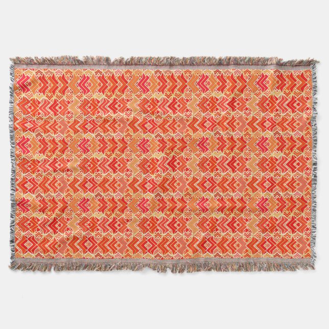Couverture Tribal Batik Print, Mandarin et Light Orange (Devant)