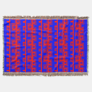 Couverture Tribal Style II - Bleu et rouge