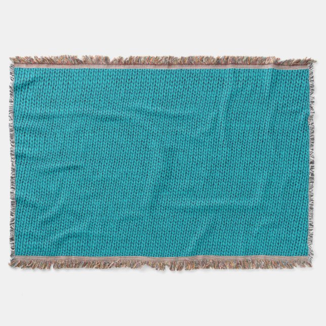 Couverture Tricot bleu Laine Texture Closeup (Devant)