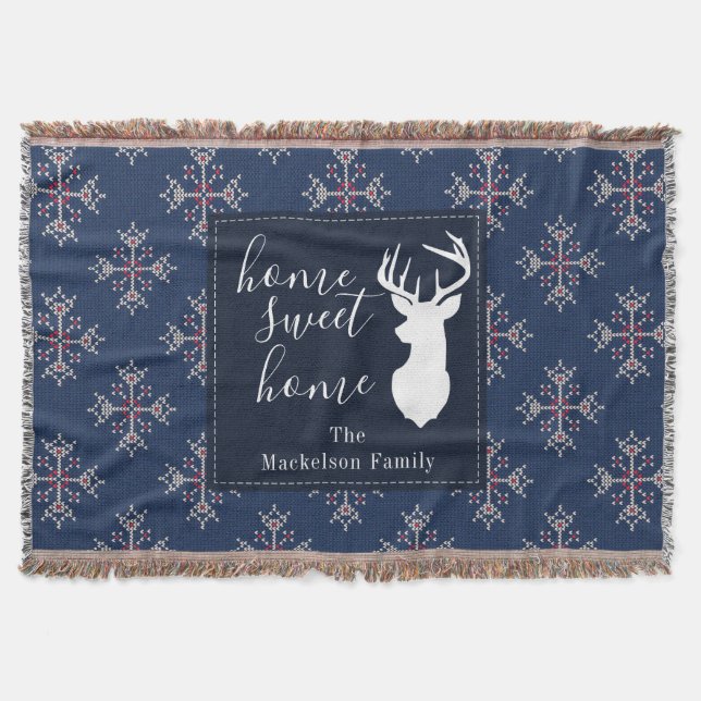 Couverture Tricot de Noël Douille moche Motif Marine (Devant)