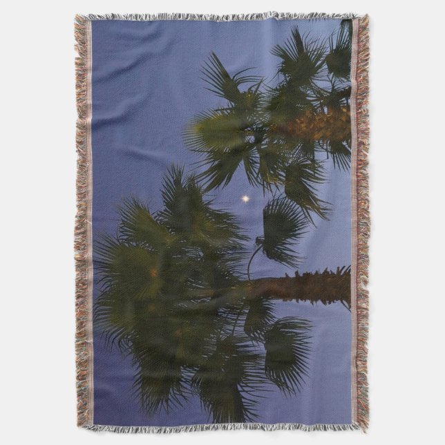 Couverture Tropical Palm Tree Wall Art Twilight Coastal (devant Vertical)