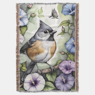 Couverture Tufé Titmouse Morning Glory Vines titsouris