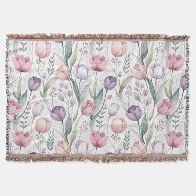 Couverture Tulipe scandinave modèle floral (Devant)