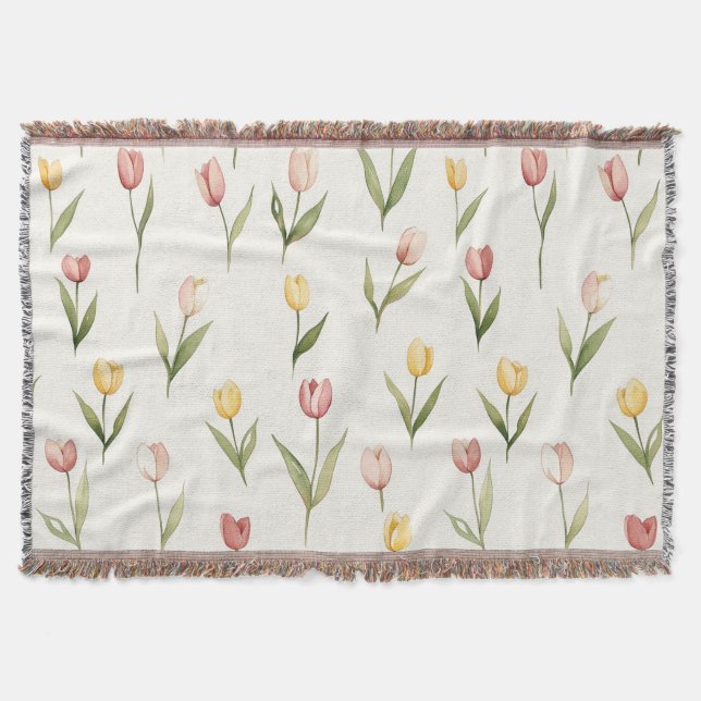 Couverture Tulipes Jonquilles Fleurs Anniversaire Rose Jaune (Devant)