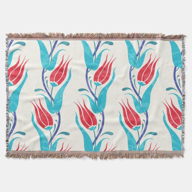Couverture Tulipes Turques : Motif Traditionnel Sans Couture. (Devant)