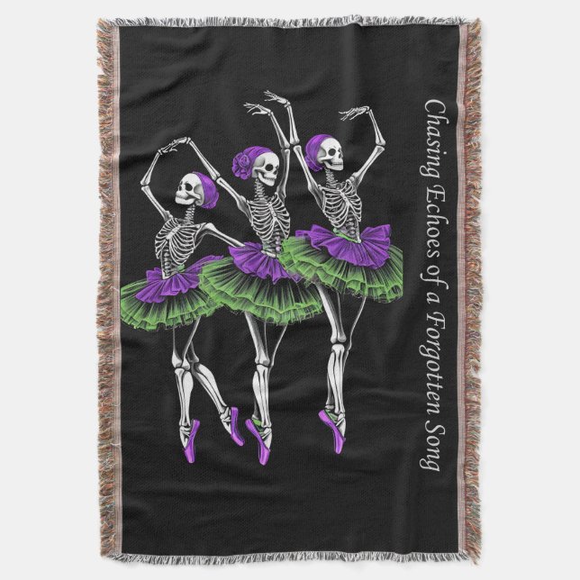 Couverture Tumbler Ballerine Squelette Vert Violet  (devant Vertical)
