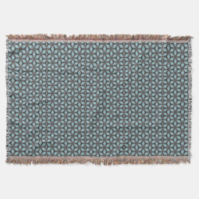 Couverture Turqouise Gris Motif Moderne (Devant)