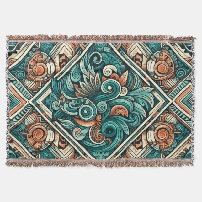 Couverture Turquoise et Motif en terre cuite d'inspiration az (Devant)