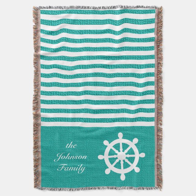 Couverture Turquoise nautique et blanc (devant Vertical)