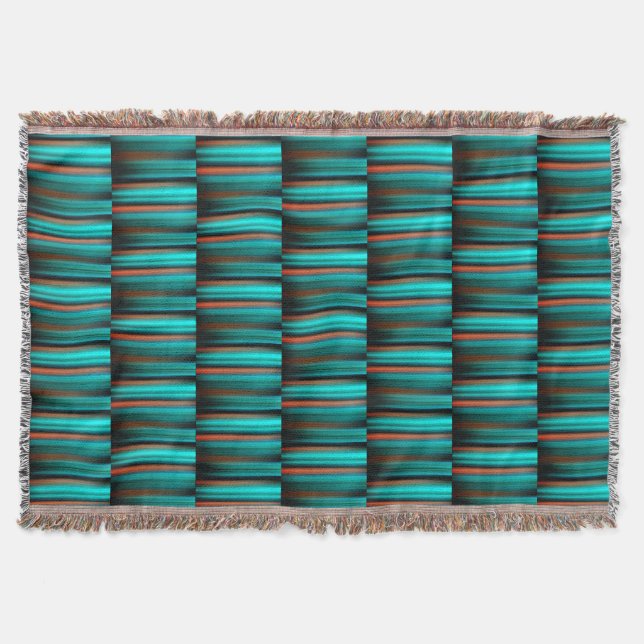 Couverture Turquoise Turquoise bleu vert orange Motif Abstrai (Devant)